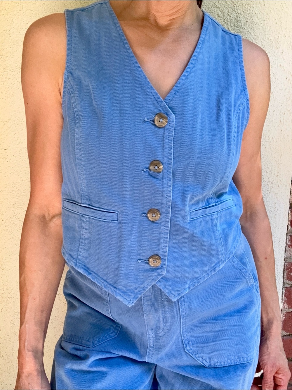 Old Navy Cornflower Blue Wide Leg Pants And Matching Vest, Size Small